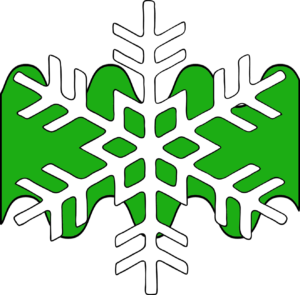  (Fieldless) A fess wavy couped vert, overall a snowflake argent